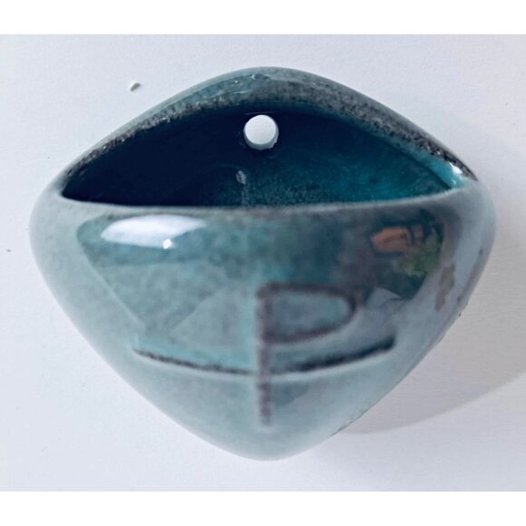 Catholic Ceramic Holy Water Font Stoup of Porcelain of Pax Green Ceramic Small - Picture 1 of 10